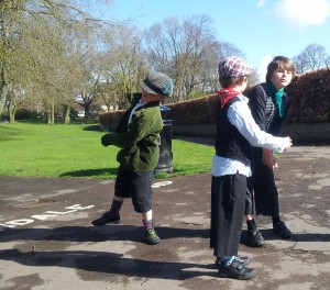 The coal mining scene in St George's Park, Year 3 Summerhill Primary