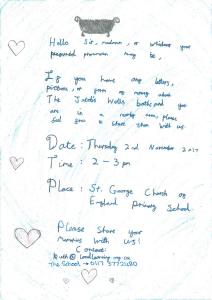 Invitation to the St George's Primary School Sharing Memories day